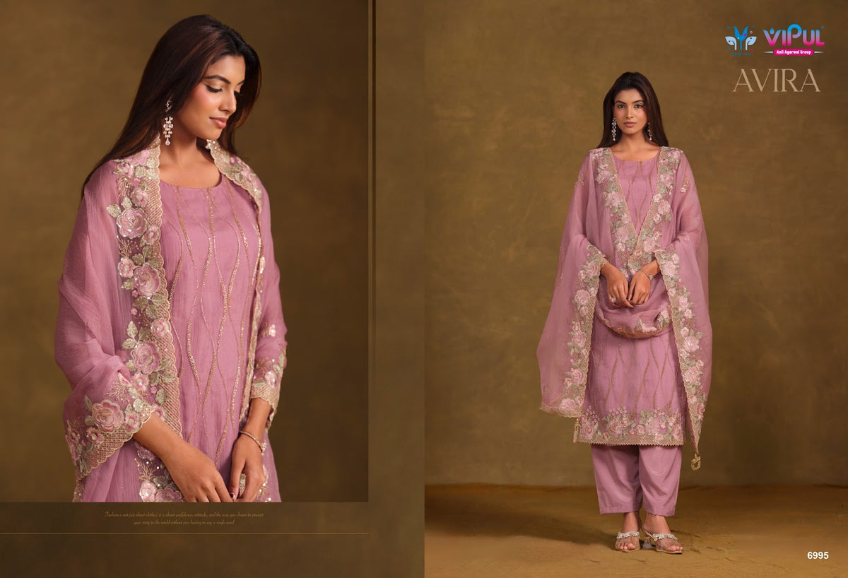 Avira Vipul Chiffon Pant Style Suits Manufacturer India