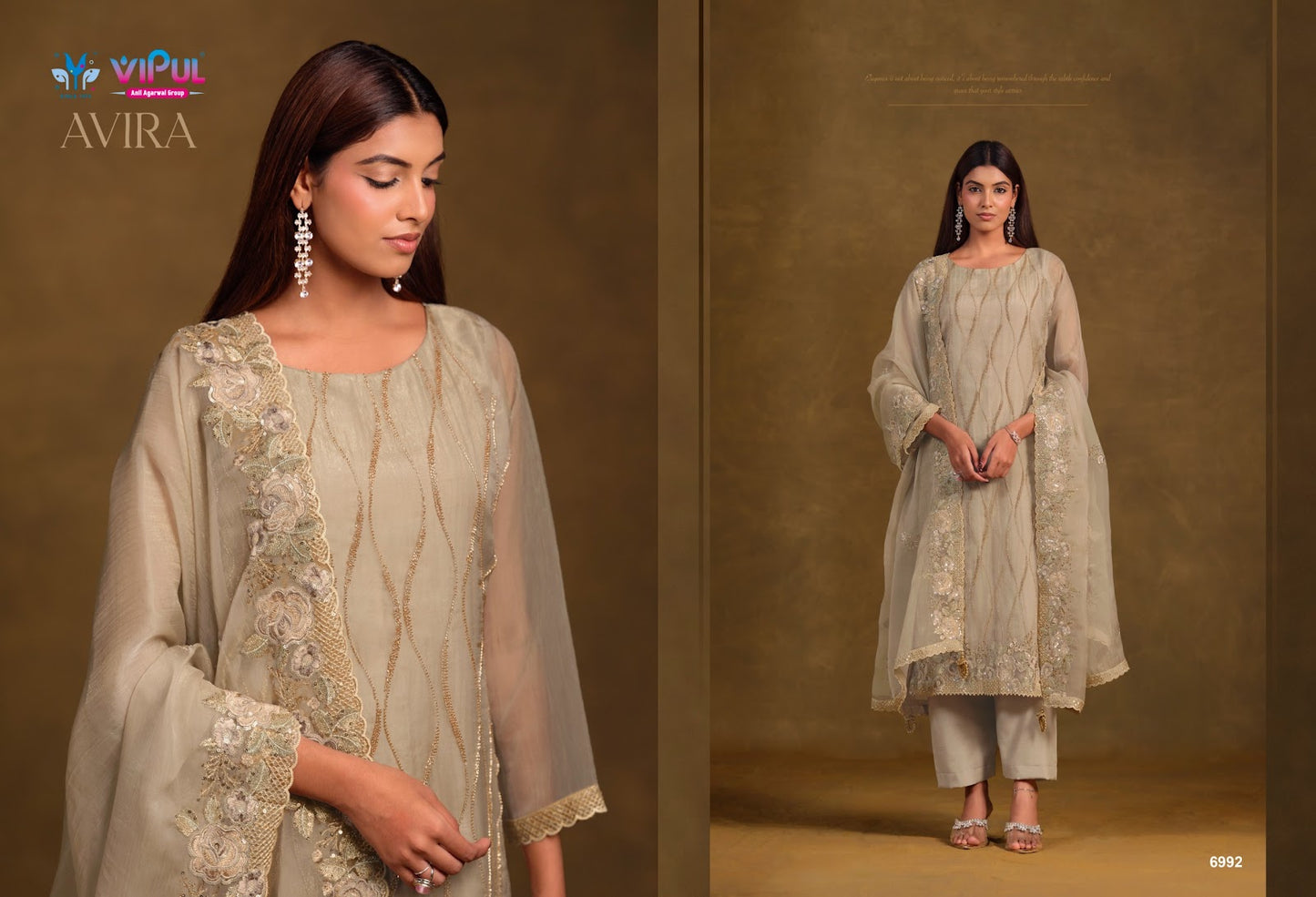 Avira Vipul Chiffon Pant Style Suits Manufacturer India