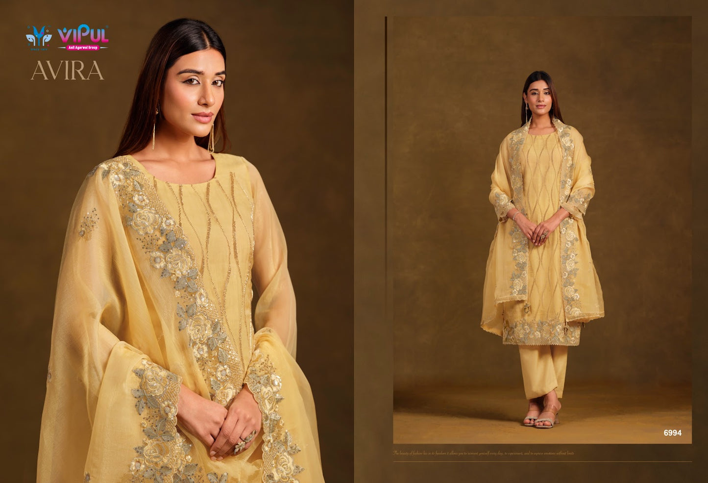 Avira Vipul Chiffon Pant Style Suits Manufacturer India
