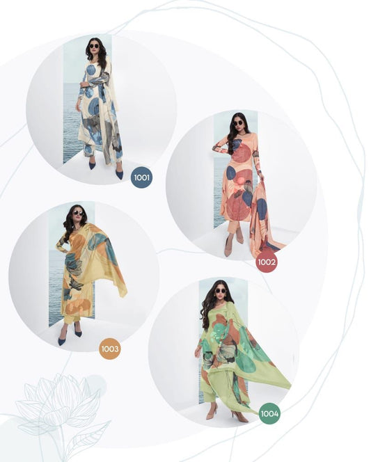 Aviva Isabella Cotton Satin Pant Style Suits Manufacturer Gujarat