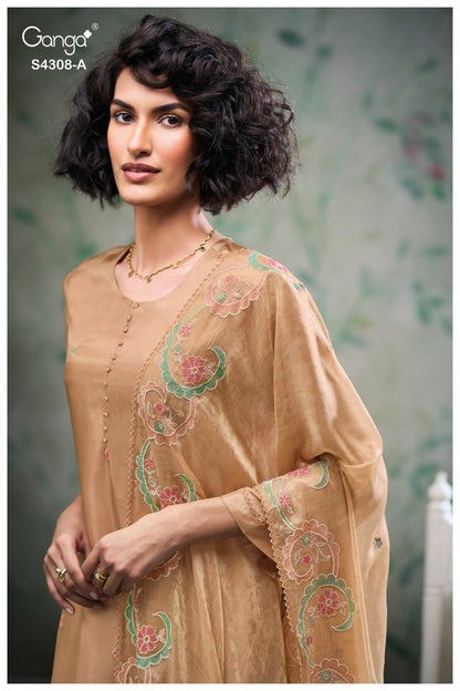 Aviya S4308 Ganga Bemberg Plazzo Style Suits Manufacturer India