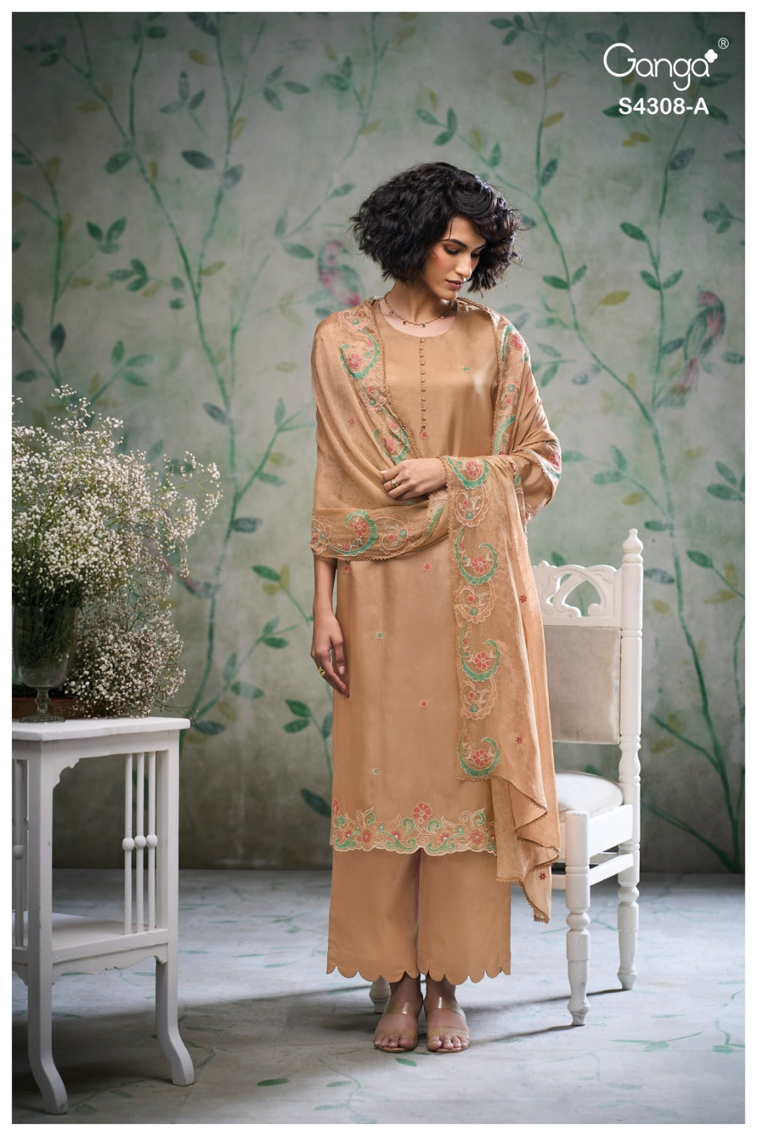 Aviya S4308 Ganga Bemberg Plazzo Style Suits Manufacturer India