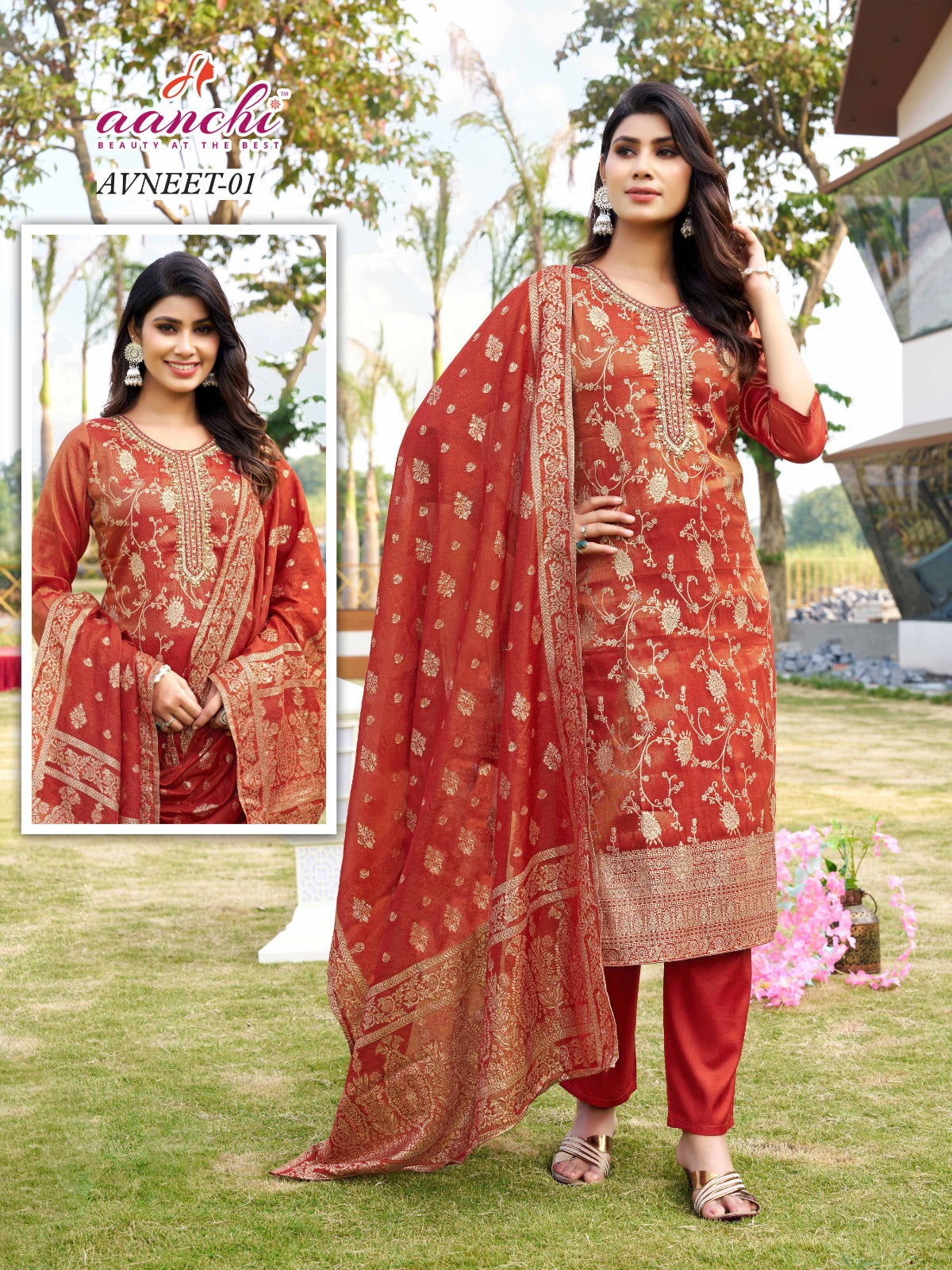 Avneet 01 To 05 Aanchi Jacquard Readymade Pant Style Suits Manufacturer