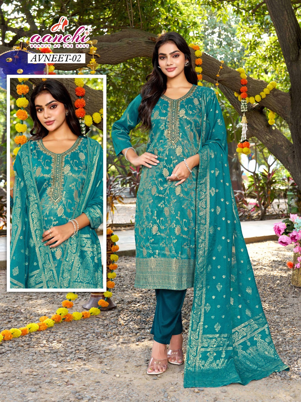 Avneet 01 To 05 Aanchi Jacquard Readymade Pant Style Suits Manufacturer