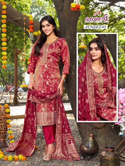 Avneet 01 To 05 Aanchi Jacquard Readymade Pant Style Suits Manufacturer