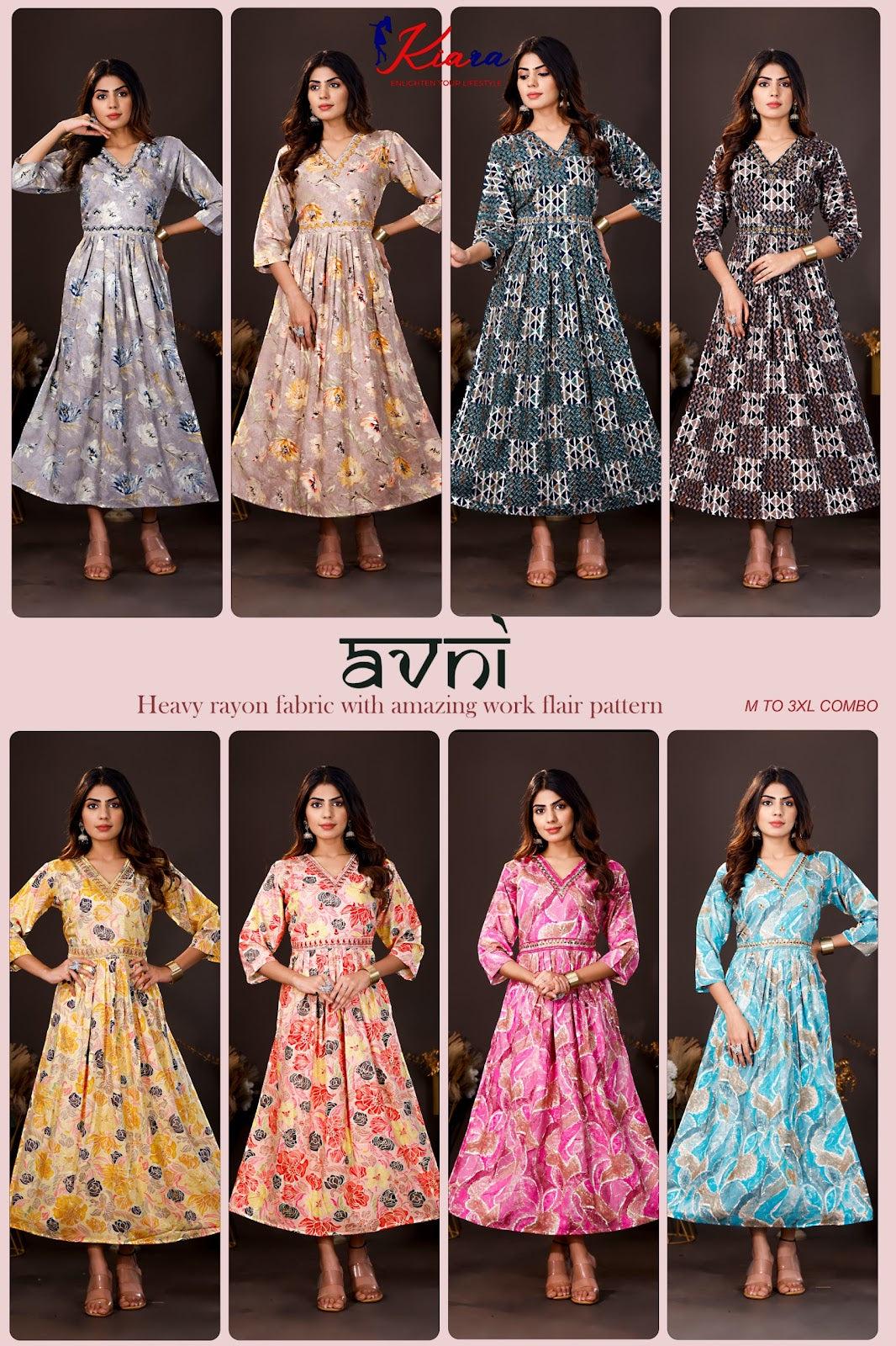 Avni Kiara Heavy Rayon Anarkali Kurtis Manufacturer Ahmedabad