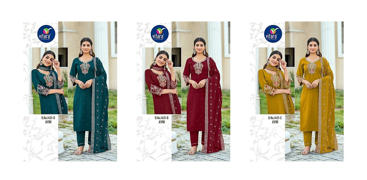 Avni Vitara Silk Readymade Pant Style Suits Manufacturer