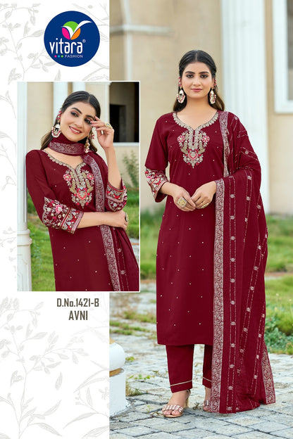 Avni Vitara Silk Readymade Pant Style Suits Manufacturer