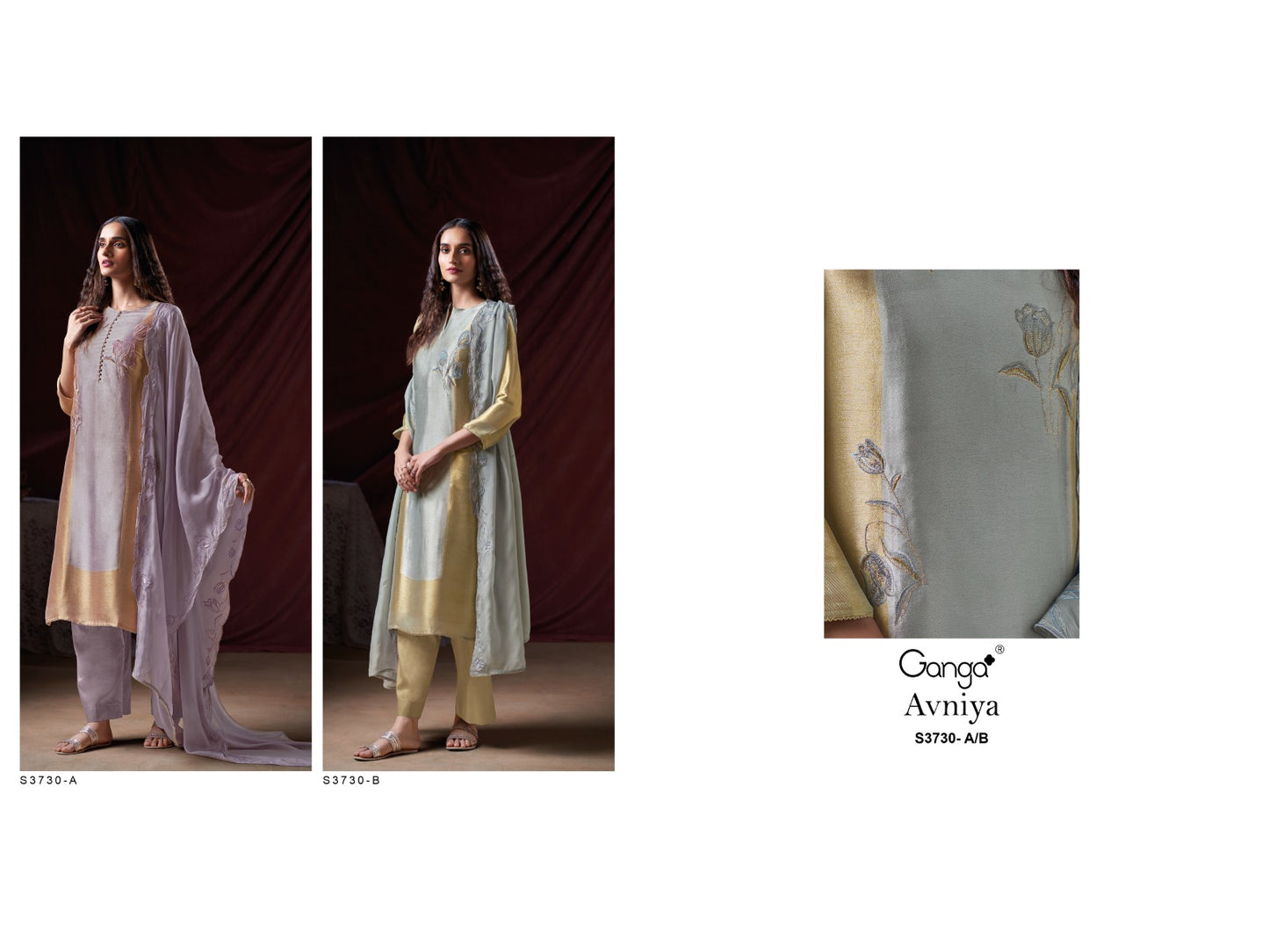 Avniya 3730 Ganga Premium Bemberg Pant Style Suits Manufacturer India