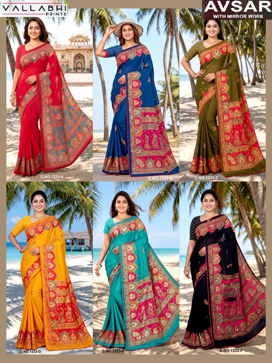 Avsar Vallabhi Prints Moss Sarees Wholesaler Ahmedabad