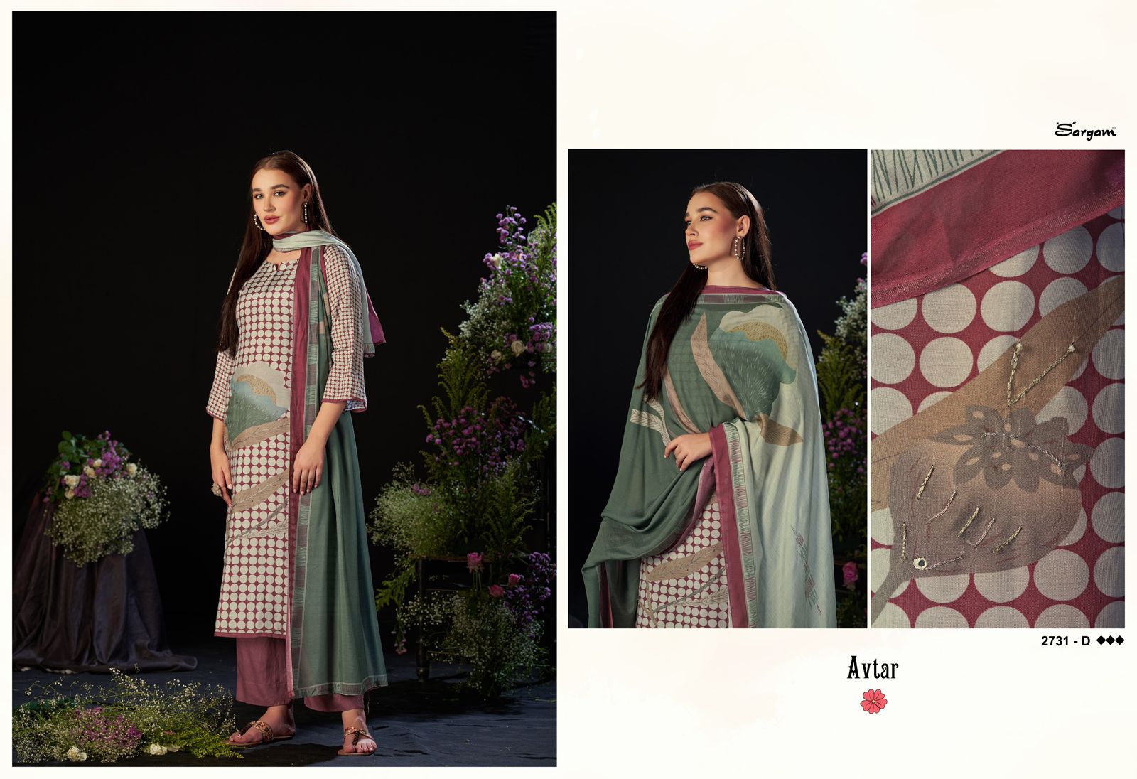 Avtar Sargam Prints Viscose Muslin Salwar Suits Wholesale Price