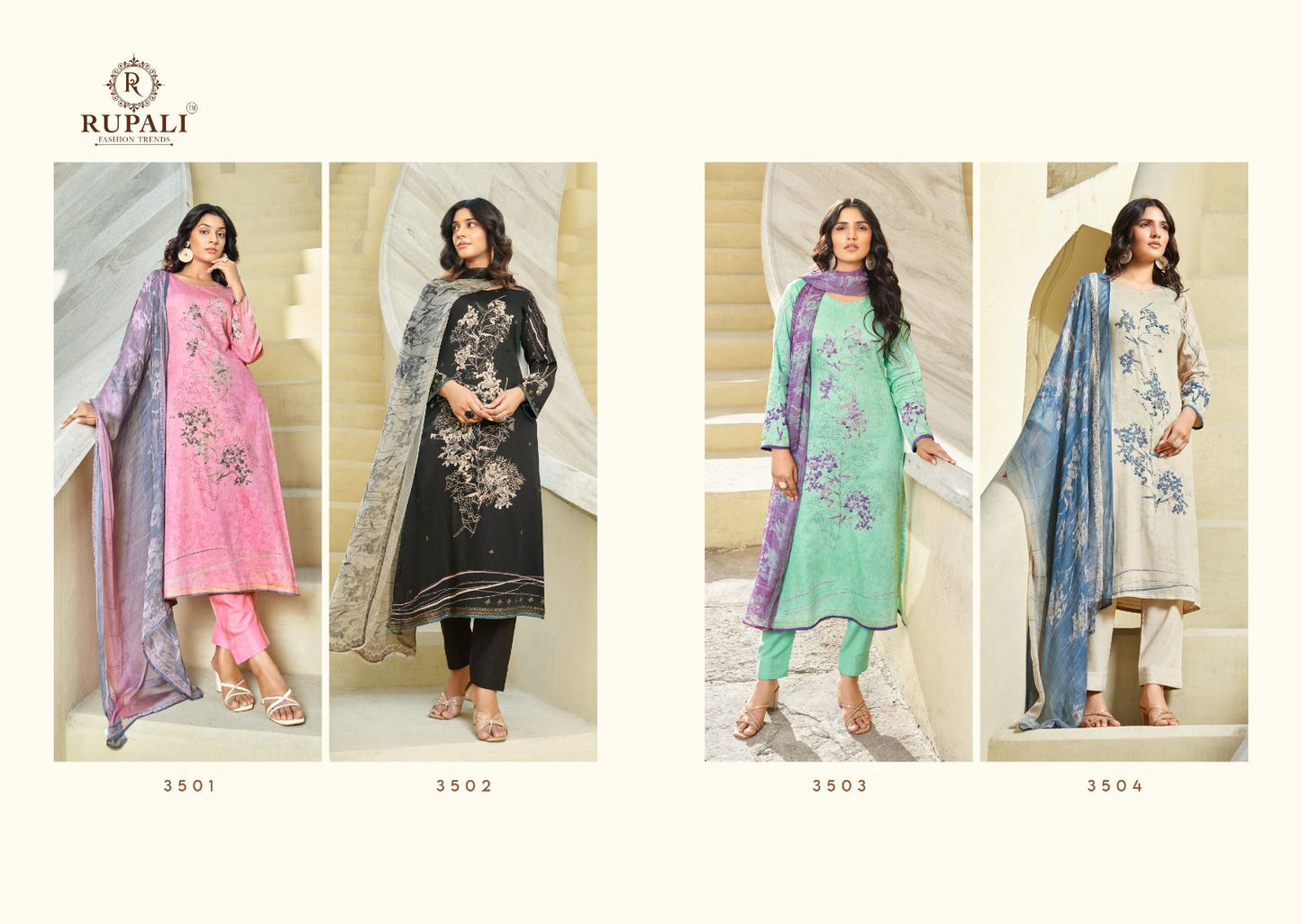 Avyanna Rupali Jaam Satin Pant Style Suits Supplier Gujarat