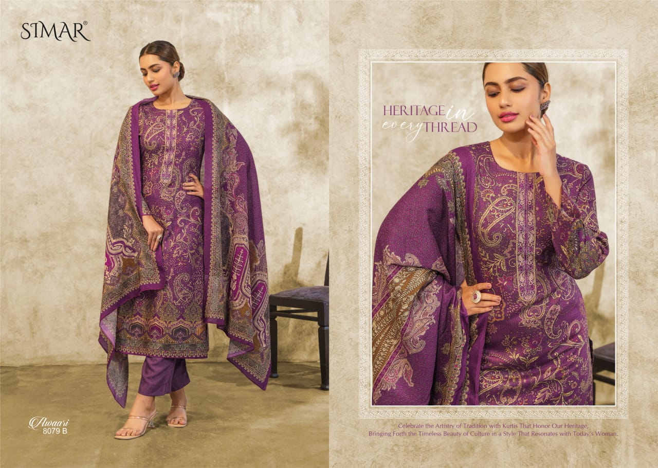 Awaari Simar Pure Viscose Pashmina Suits Supplier India