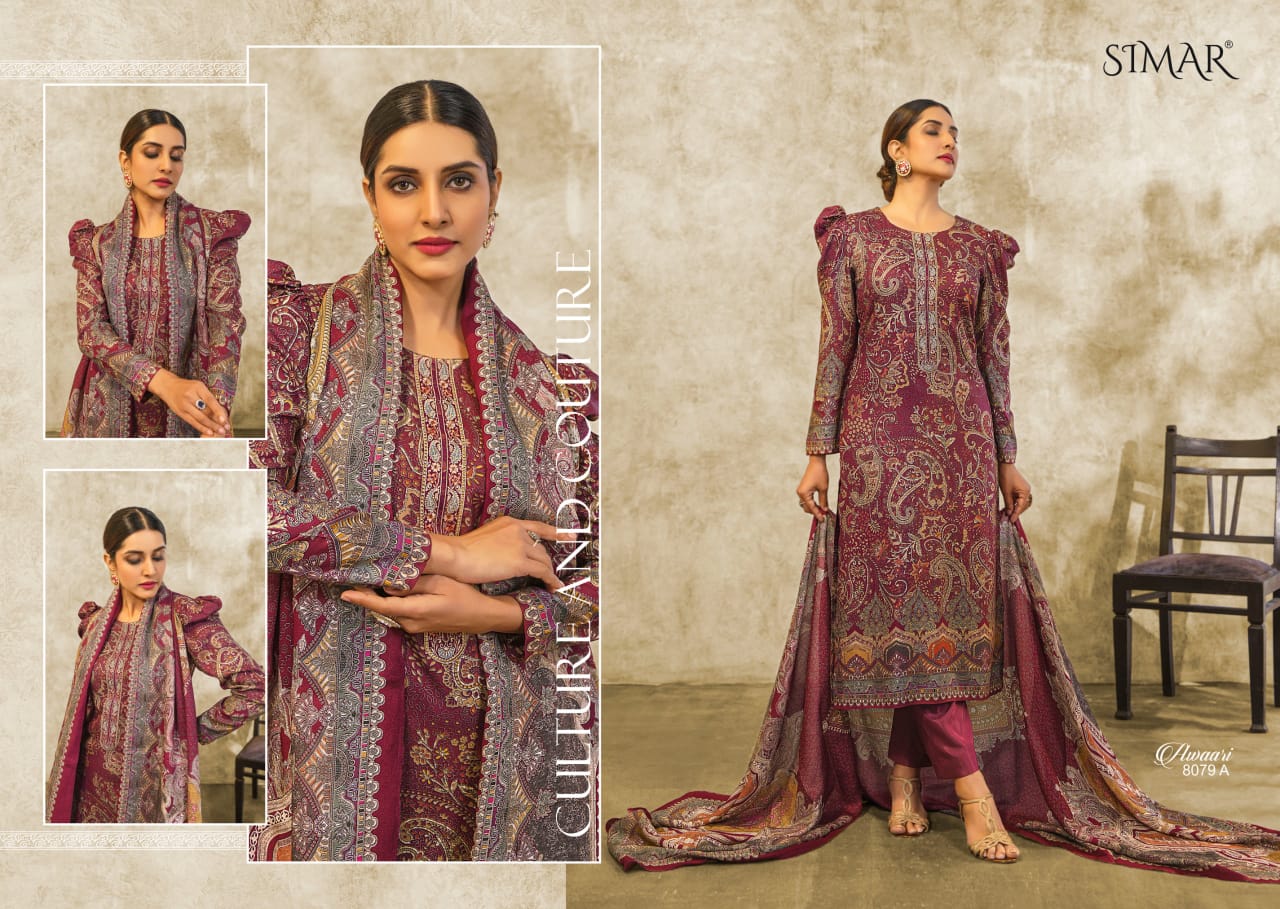 Awaari Simar Pure Viscose Pashmina Suits Supplier India