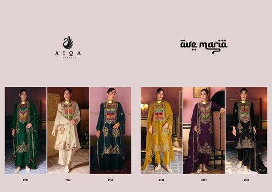 Awe Maria Aiqa Russian Silk Pakistani Salwar Suits Wholesaler