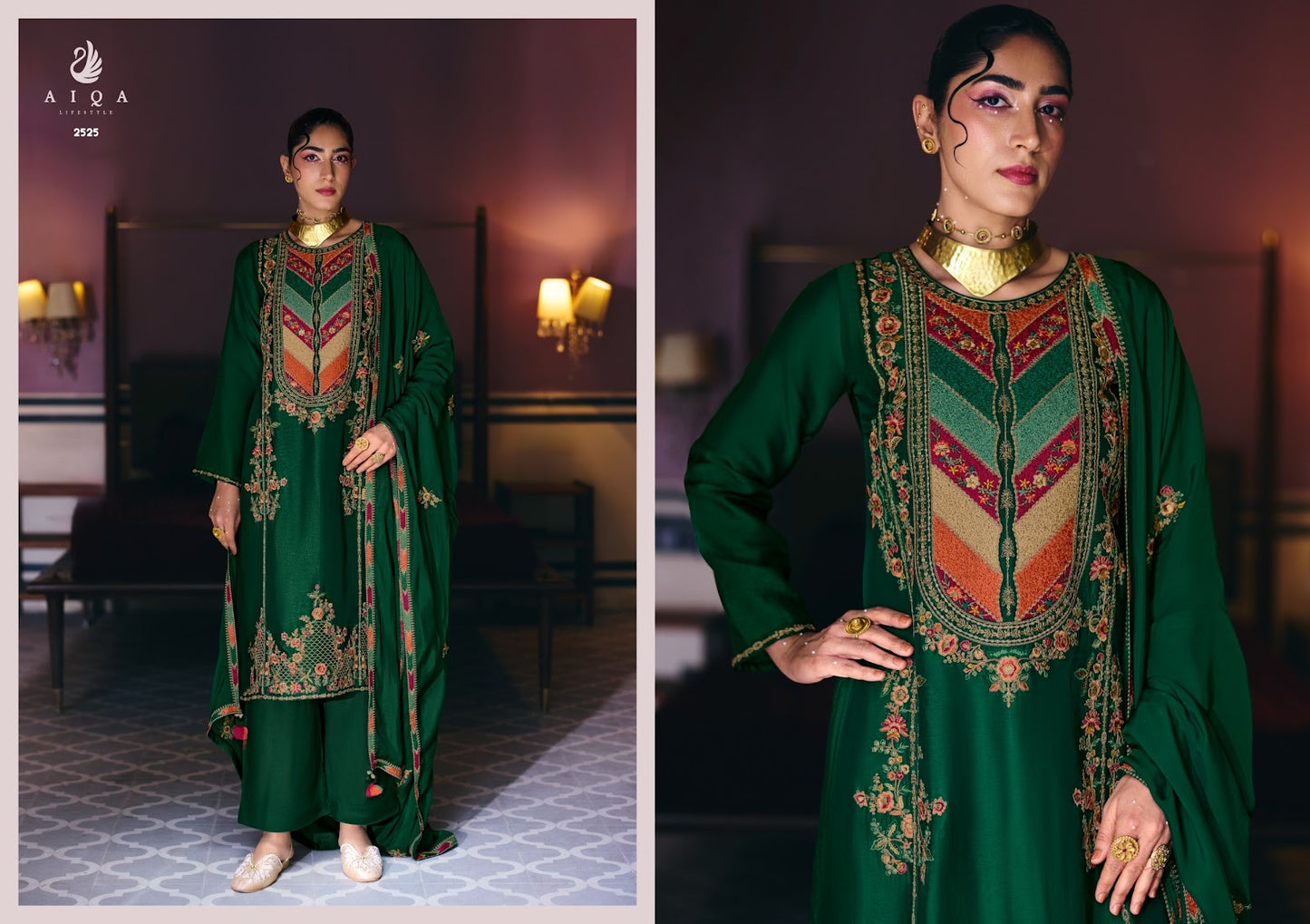 Awe Maria Aiqa Russian Silk Pakistani Salwar Suits Wholesaler