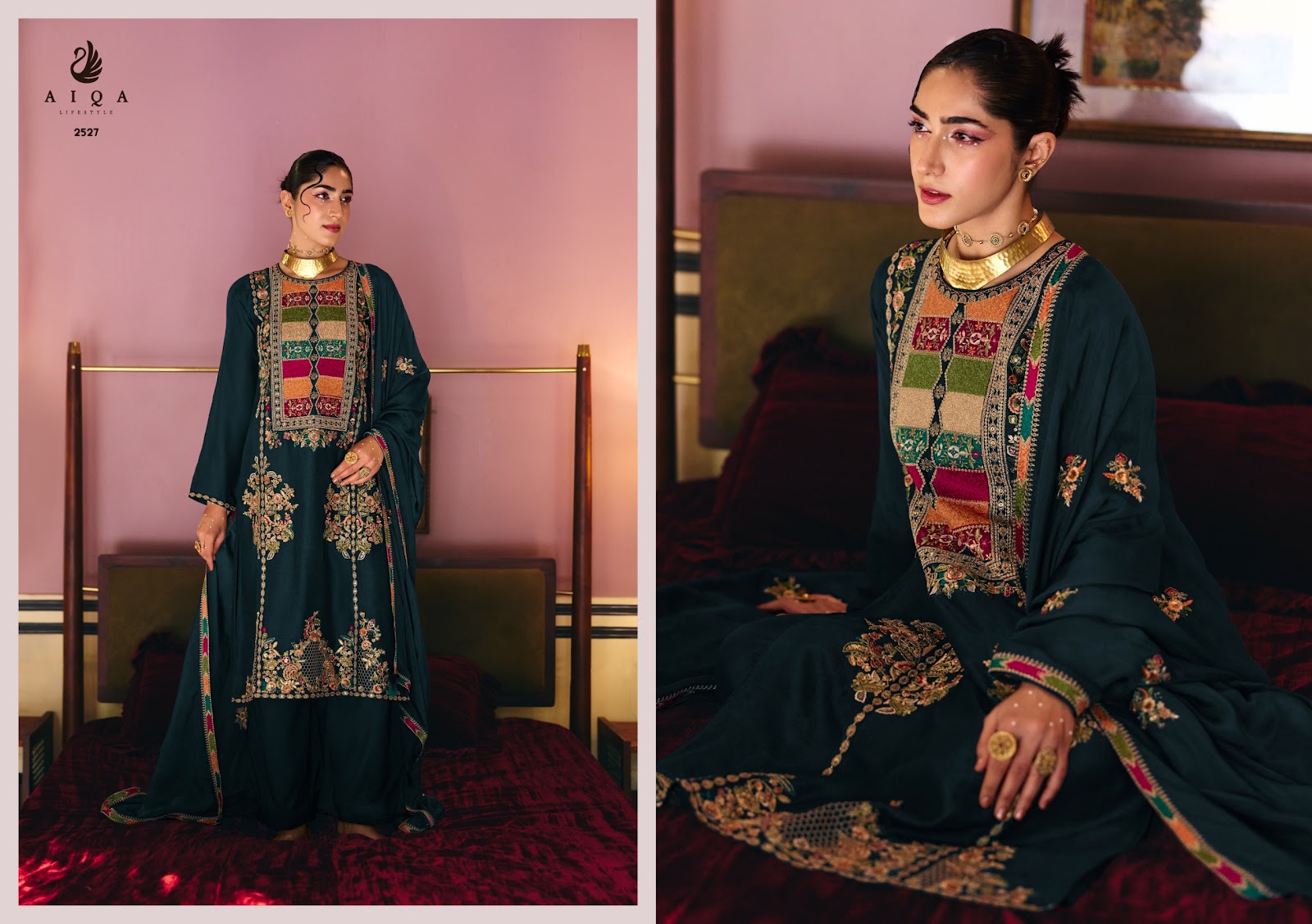 Awe Maria Aiqa Russian Silk Pakistani Salwar Suits Wholesaler