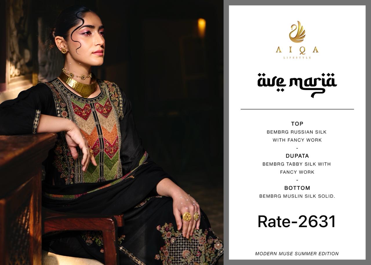Awe Maria Aiqa Russian Silk Pakistani Salwar Suits Wholesaler