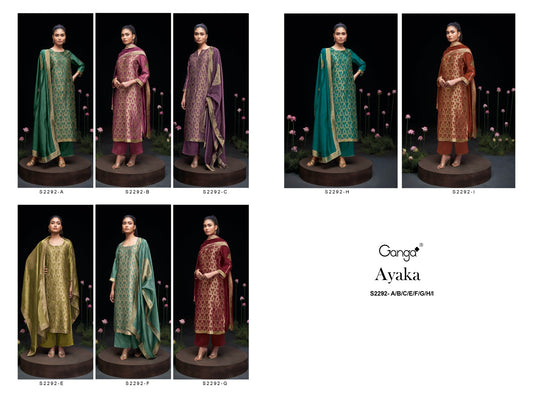Ayaka S2292 Abcefghi Ganga Woven Silk Plazzo Style Suits Exporter India