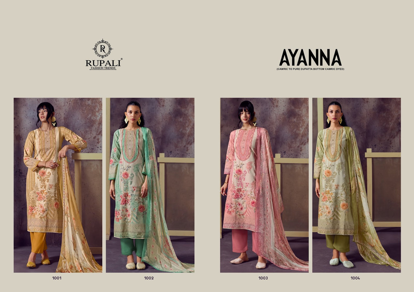 Ayanna Rupali Cambric Cotton Pant Style Suits Wholesaler Ahmedabad