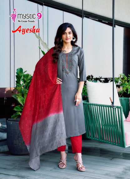 Ayesha Vol 1 Mystic 9 Rayon Dobby Readymade Pant Style Suits Wholesaler India