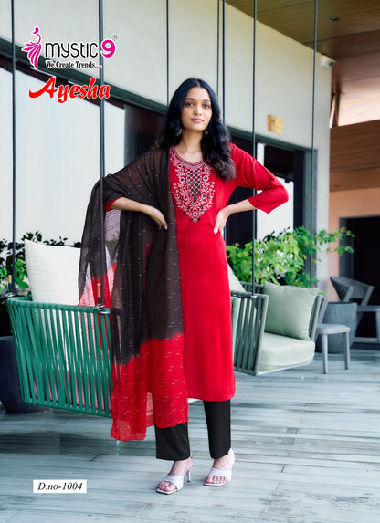 Ayesha Vol 1 Mystic 9 Rayon Dobby Readymade Pant Style Suits Wholesaler India