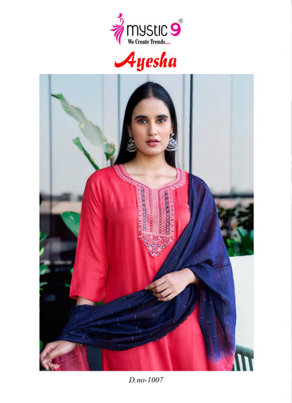 Ayesha Vol 1 Mystic 9 Rayon Dobby Readymade Pant Style Suits Wholesaler India