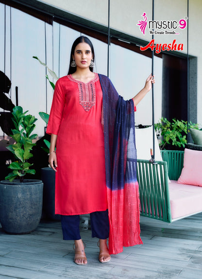 Ayesha Vol 1 Mystic 9 Rayon Dobby Readymade Pant Style Suits Wholesaler India