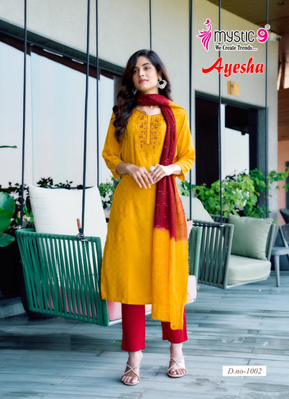 Ayesha Vol 1 Mystic 9 Rayon Dobby Readymade Pant Style Suits Wholesaler India