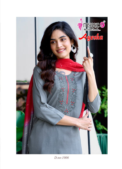 Ayesha Vol 1 Mystic 9 Rayon Dobby Readymade Pant Style Suits Wholesaler India