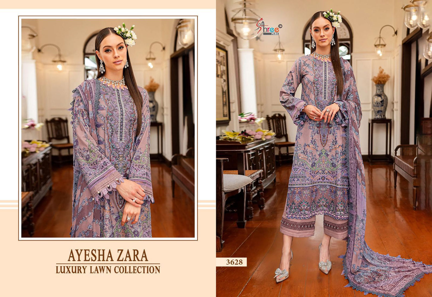 Ayesha Zara Luxury Lawn Collection Shree Fabs Pure Cotton Pakistani Patch Work Suits Exporter India