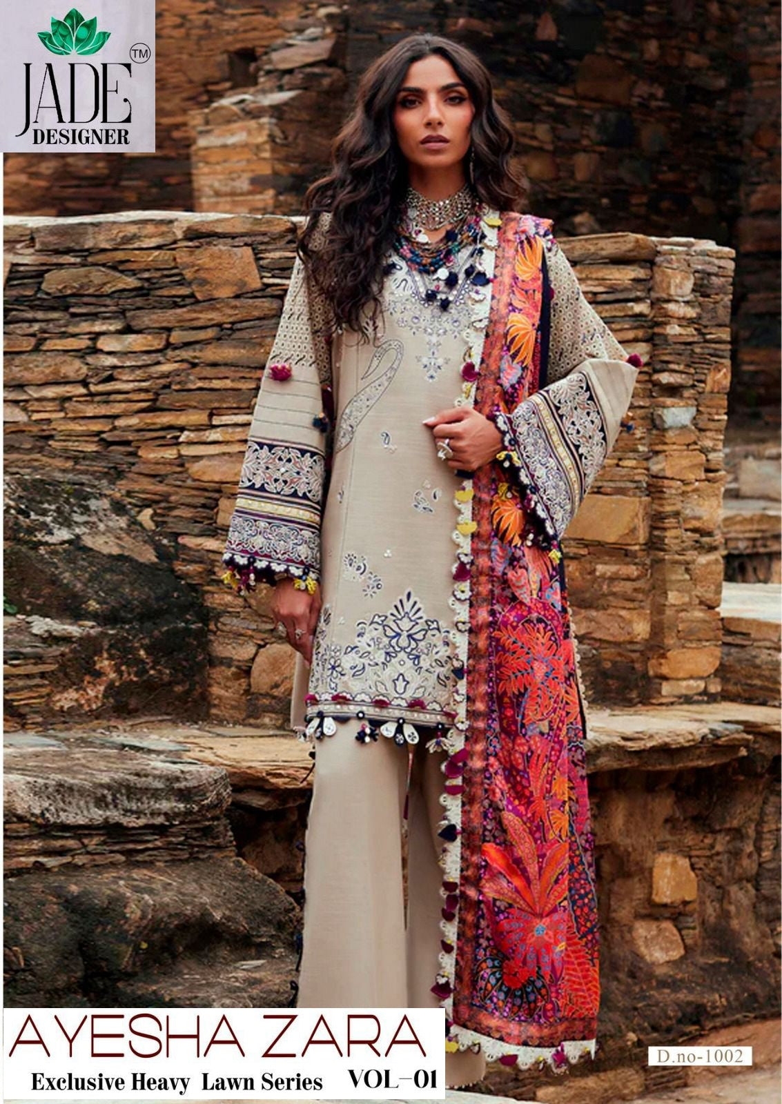 Ayesha Zara Vol 1 Jade Designer Heavy Lawn Karachi Salwar Suits Exporter India