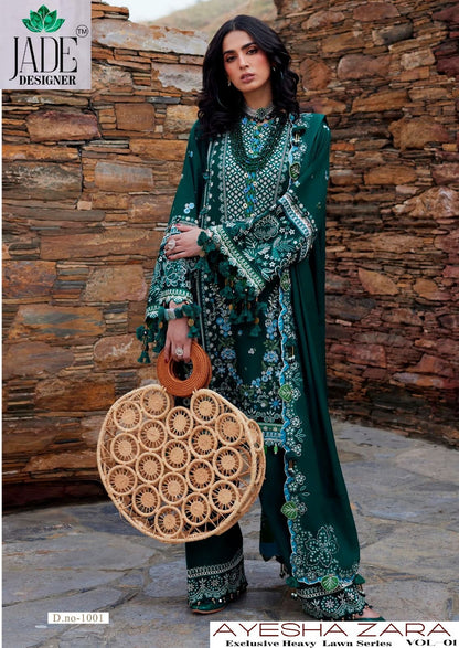 Ayesha Zara Vol 1 Jade Designer Heavy Lawn Karachi Salwar Suits Exporter India