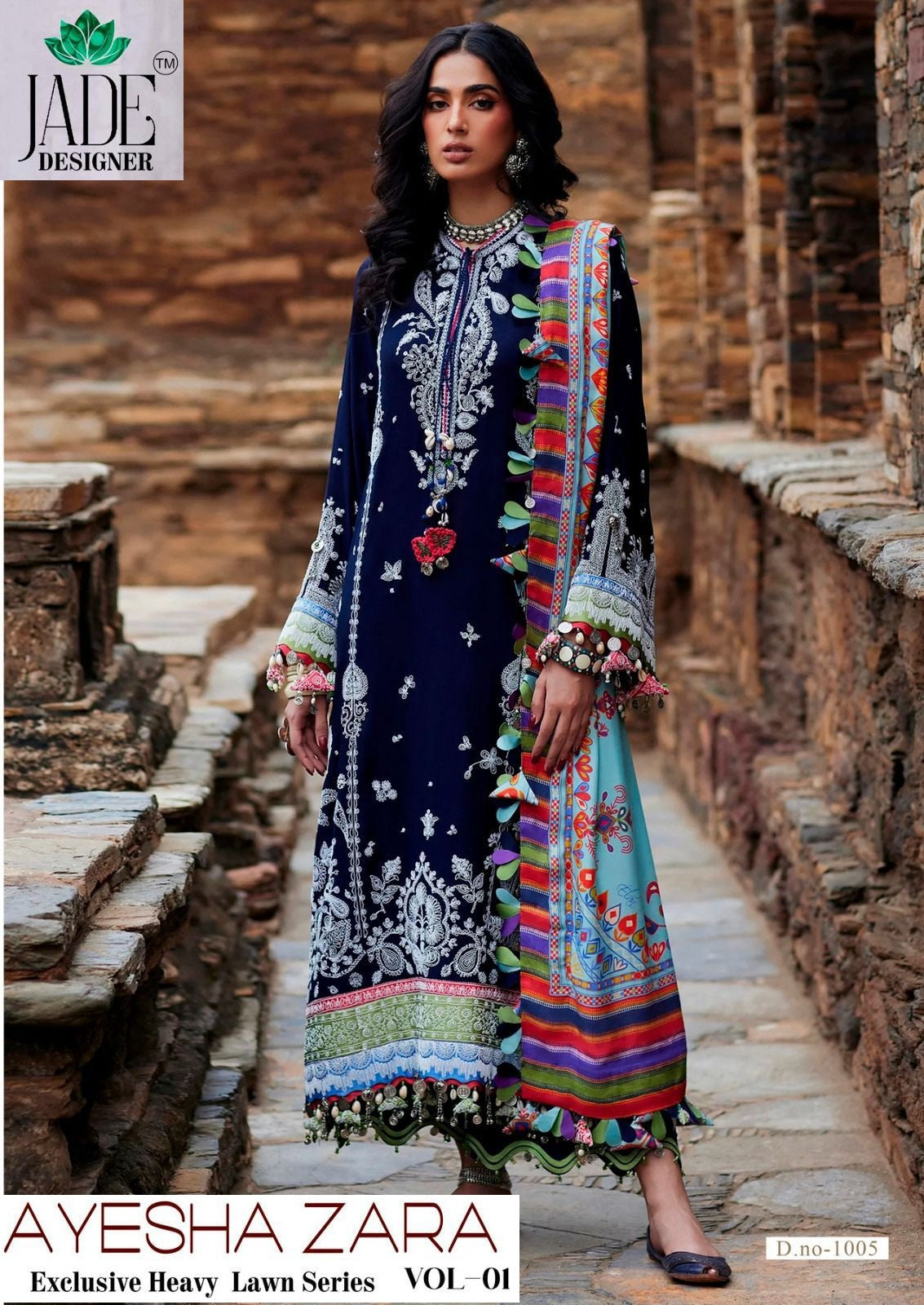 Ayesha Zara Vol 1 Jade Designer Heavy Lawn Karachi Salwar Suits Exporter India