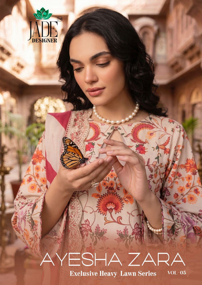 Ayesha Zara Vol 5 Jade Designer Lawn Cotton Karachi Salwar Suits Exporter India