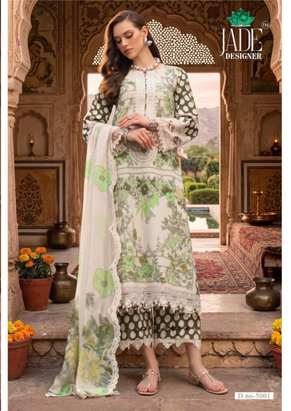 Ayesha Zara Vol 5 Jade Designer Lawn Cotton Karachi Salwar Suits Exporter India