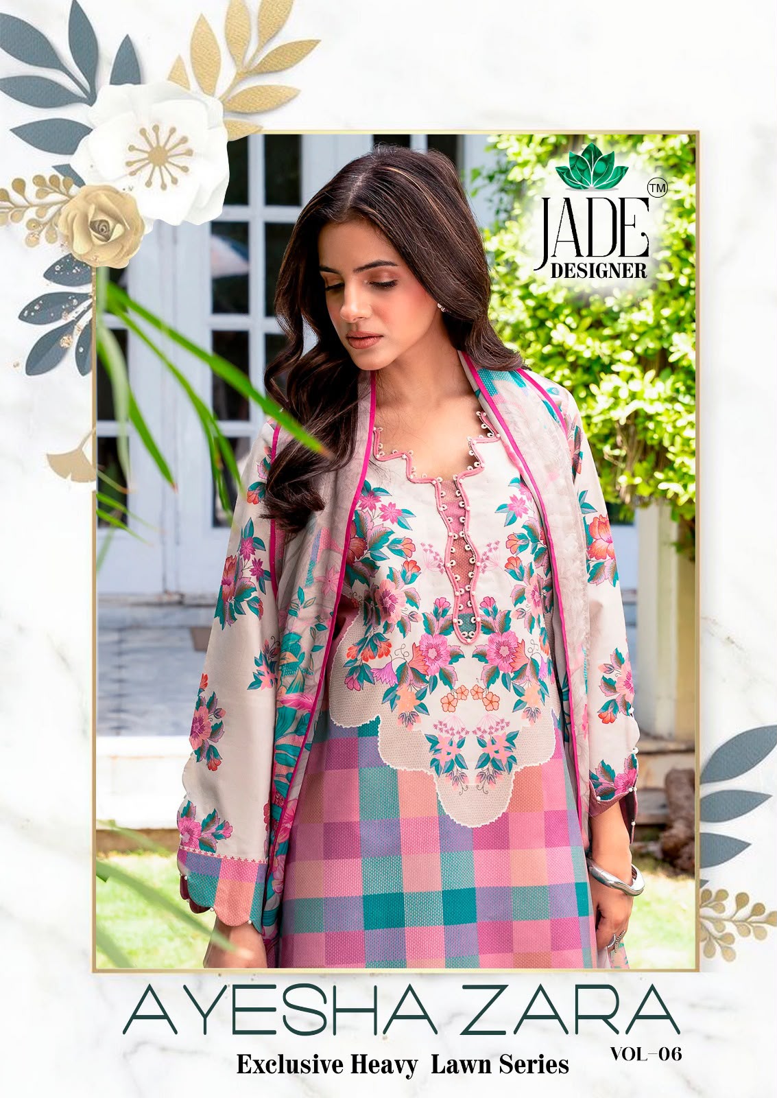 Ayesha Zara Vol 6 Jade Designer Lawn Cotton Karachi Salwar Suits Manufacturer Gujarat