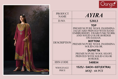 Ayira 3813 Ganga Pashmina Suits Manufacturer Gujarat