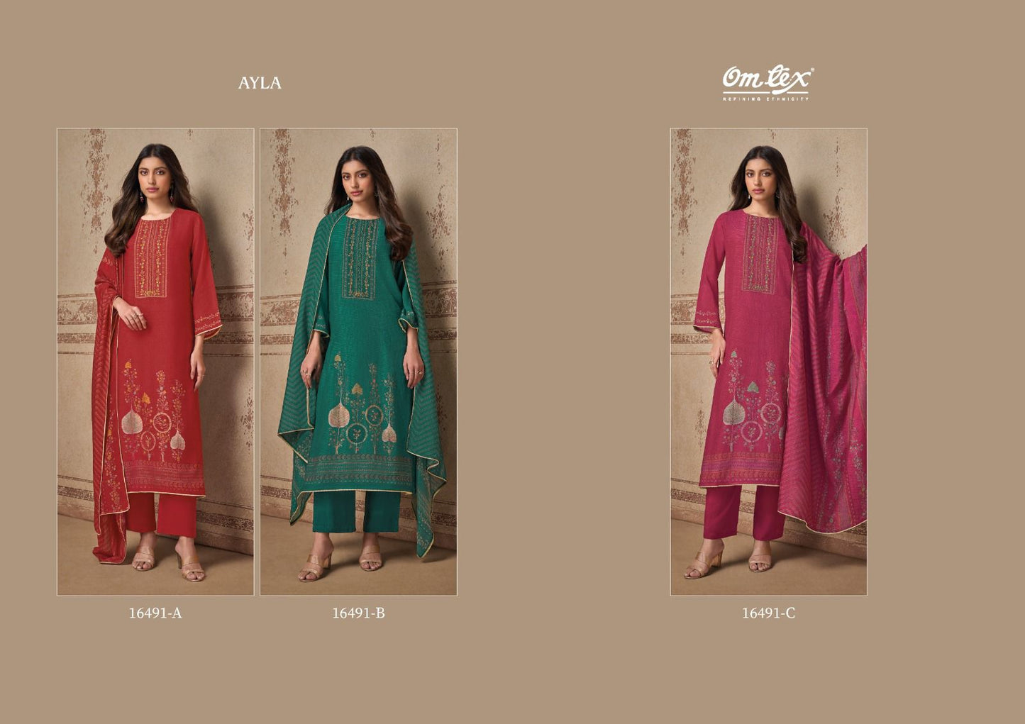 Ayla Omtex Radiant Silk Pant Style Suits Supplier India