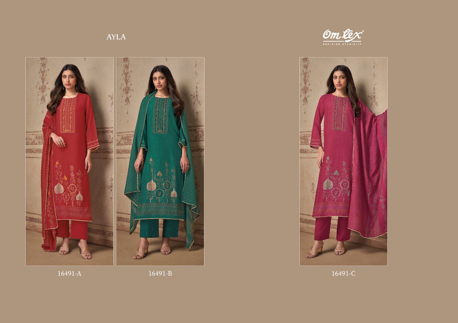 Ayla Omtex Radiant Silk Pant Style Suits Supplier India