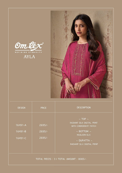Ayla Omtex Radiant Silk Pant Style Suits Supplier India