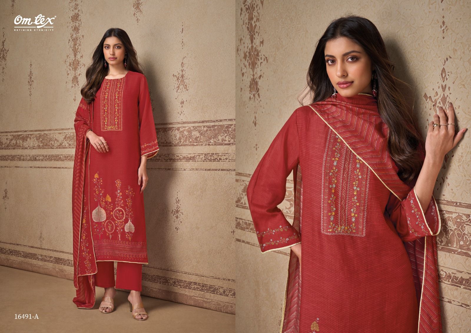 Ayla Omtex Radiant Silk Pant Style Suits Supplier India