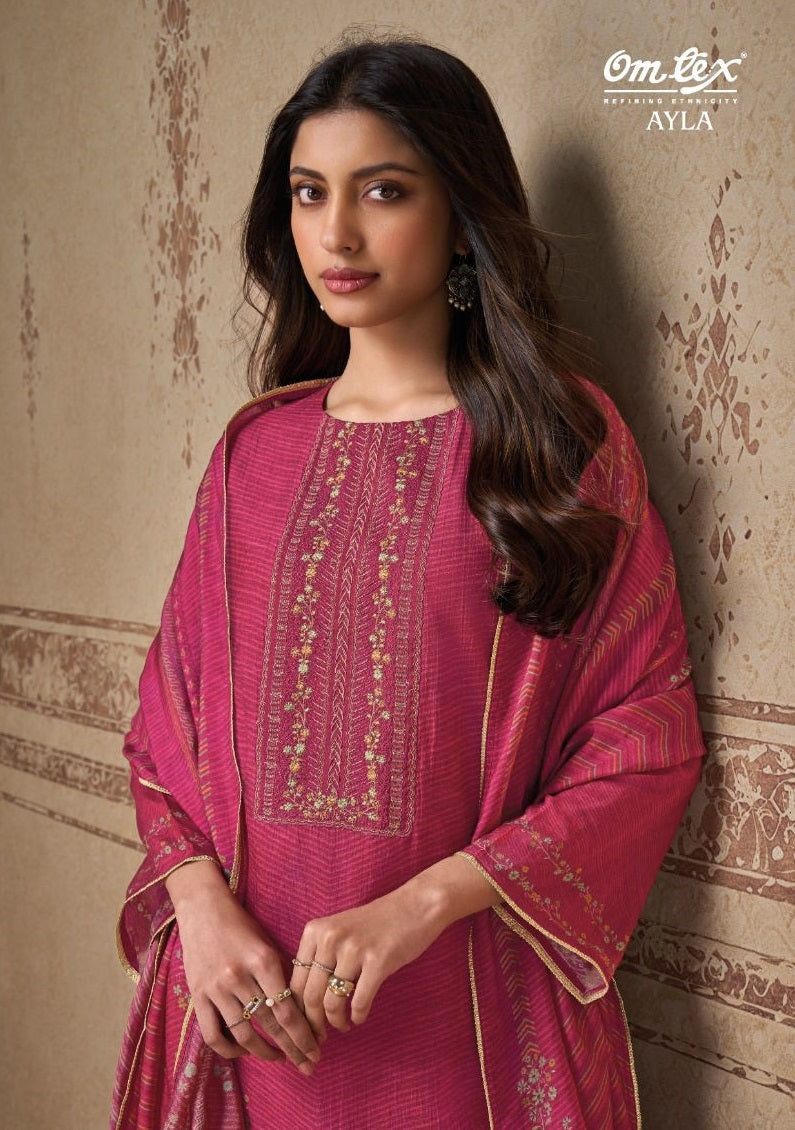 Ayla Omtex Radiant Silk Pant Style Suits Supplier India