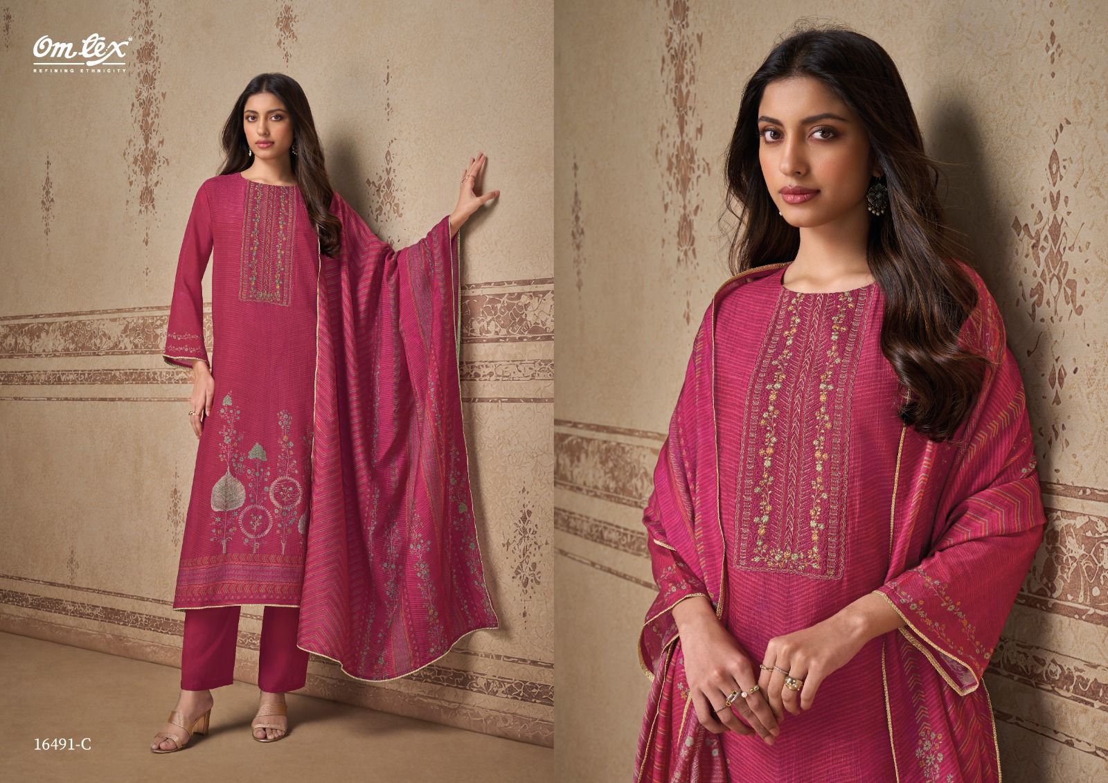 Ayla Omtex Radiant Silk Pant Style Suits Supplier India