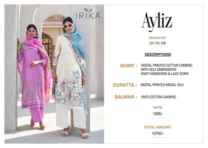 Ayliz Irika Cotton Cambric Plazzo Style Suits Wholesale Price