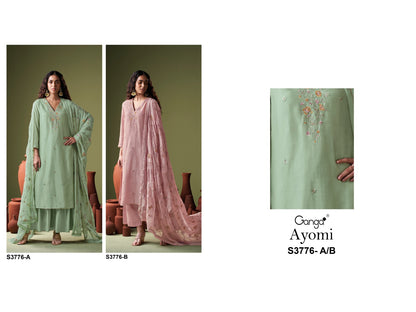 Ayomi 3776 Ganga Premium Bemberg Plazzo Style Suits Exporter Ahmedabad