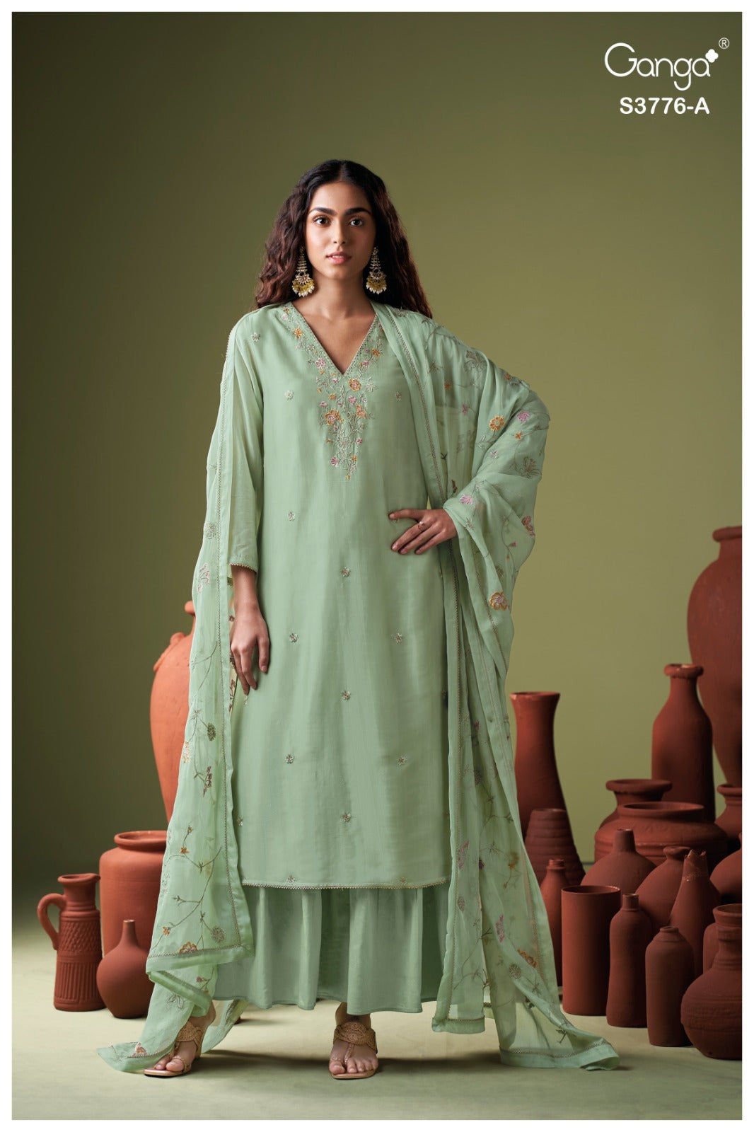 Ayomi 3776 Ganga Premium Bemberg Plazzo Style Suits Exporter Ahmedabad