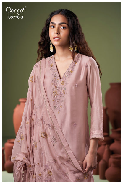 Ayomi 3776 Ganga Premium Bemberg Plazzo Style Suits Exporter Ahmedabad