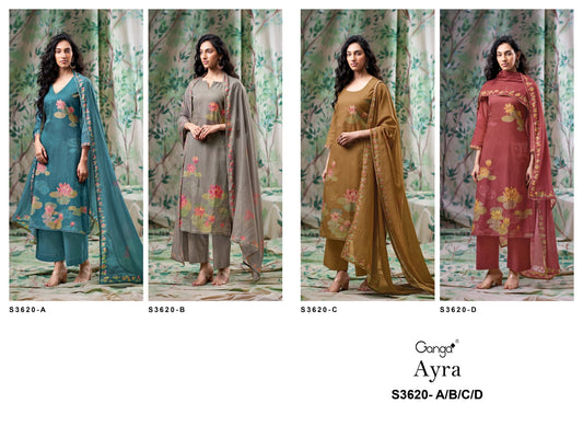 Ayra 3620 Ganga Mal Plazzo Style Suits Wholesale Price