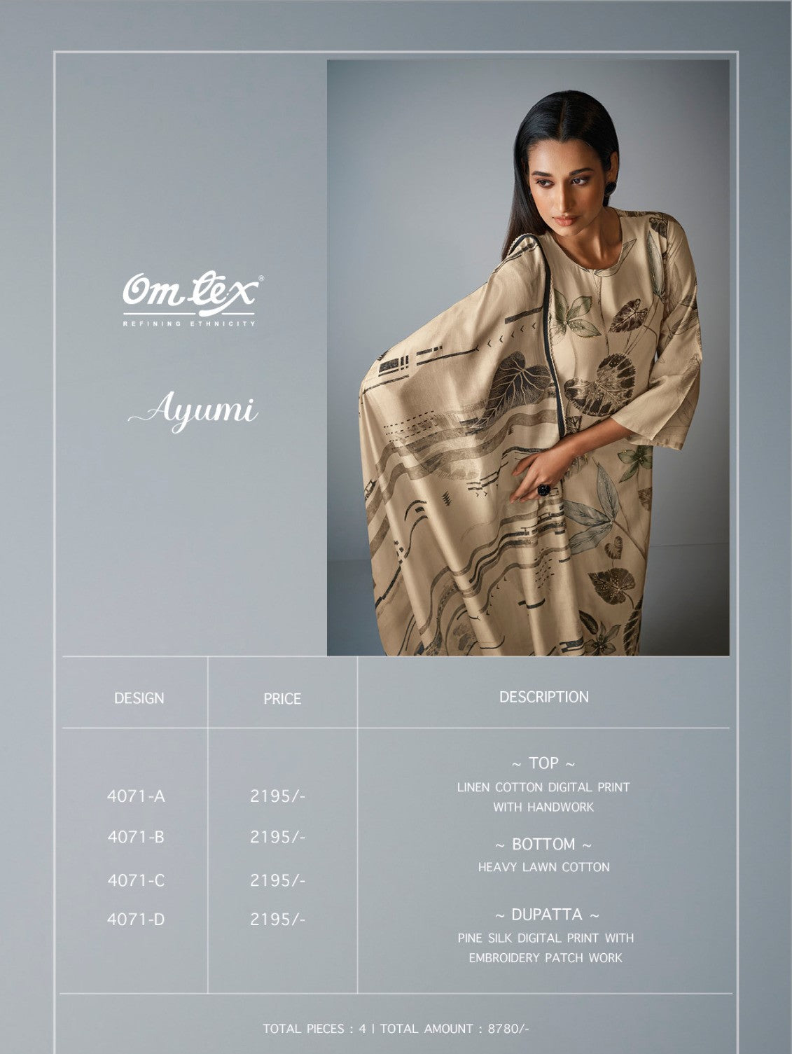 Ayumi Omtex Linen Cotton Pant Style Suits